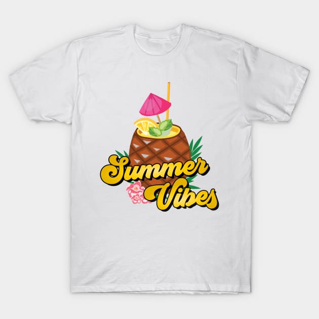 Summer Holiday - Tasty Pineapple Summer Vibes T-Shirt by Whimsical Frank